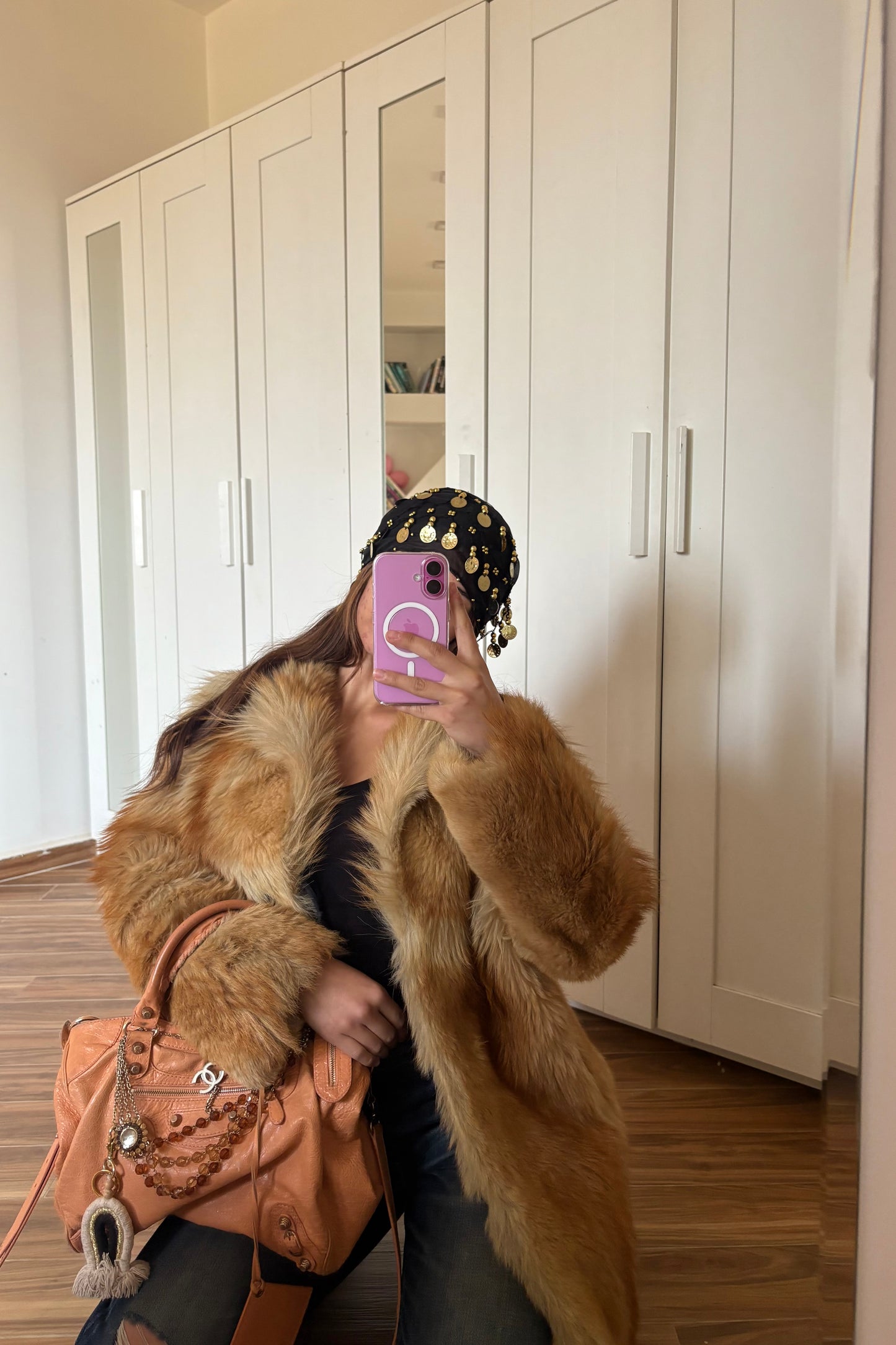 Fur mini coat