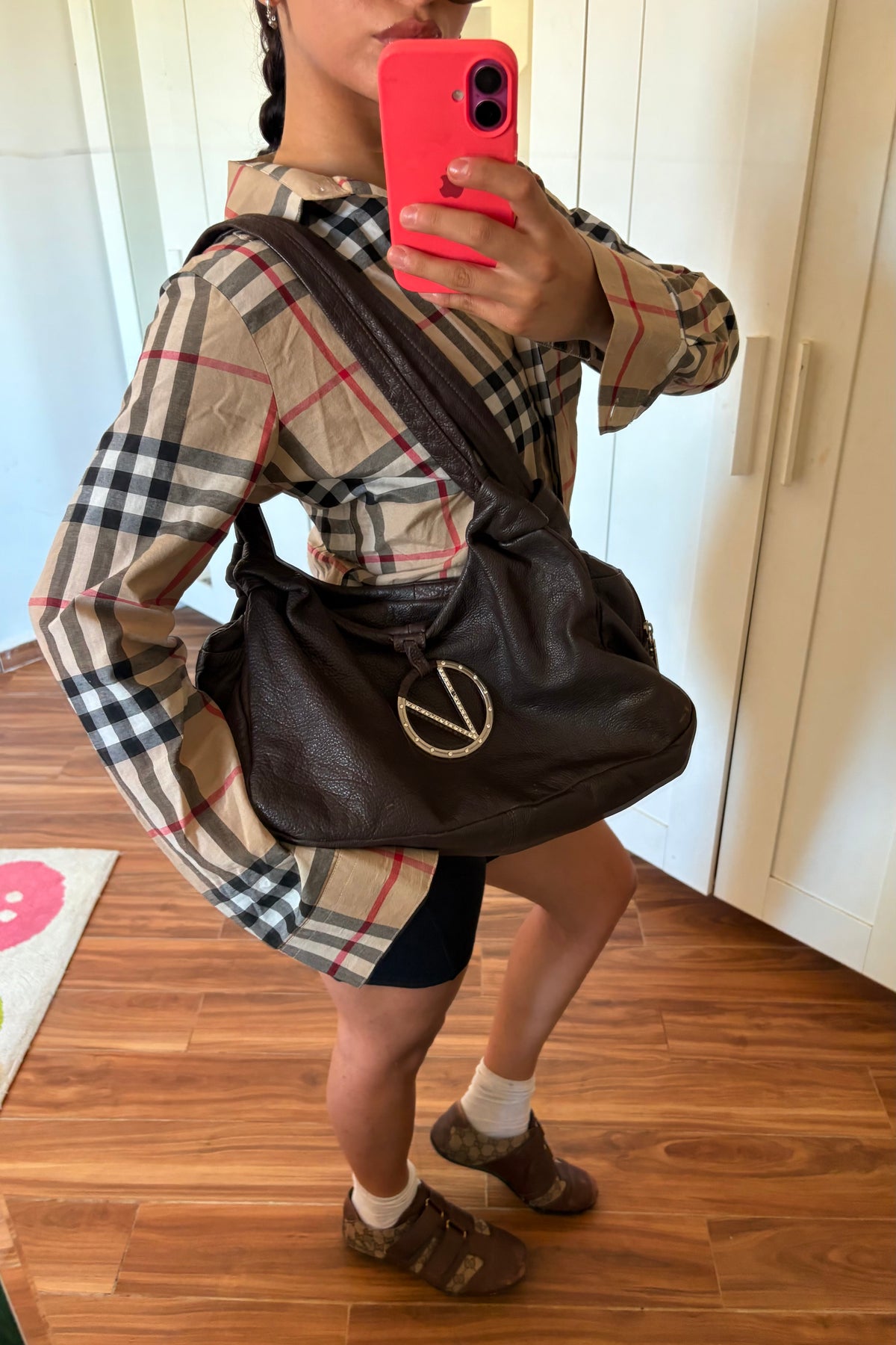 Valentino leather brown shoulder bag