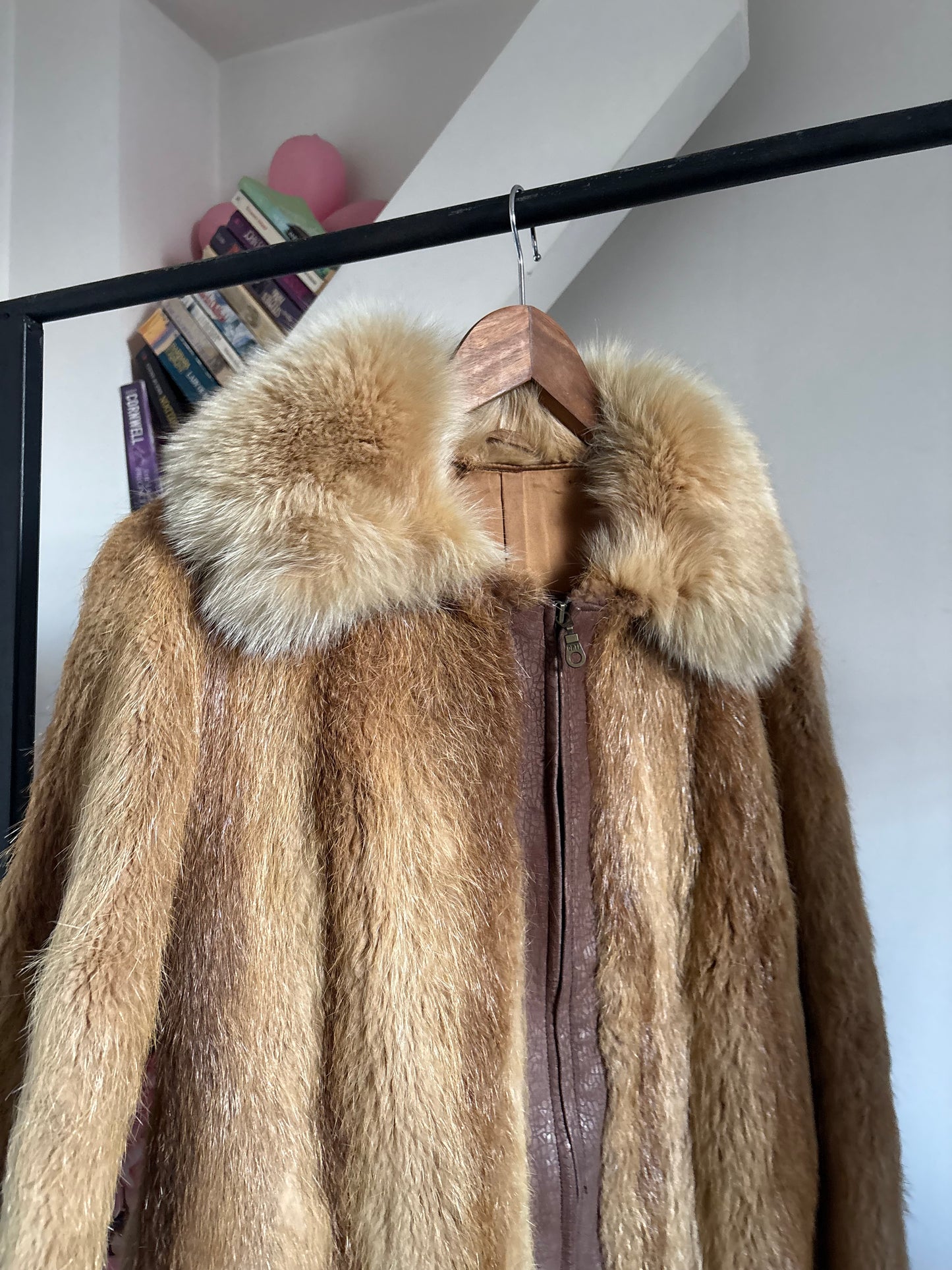 Real fur zip up jacket