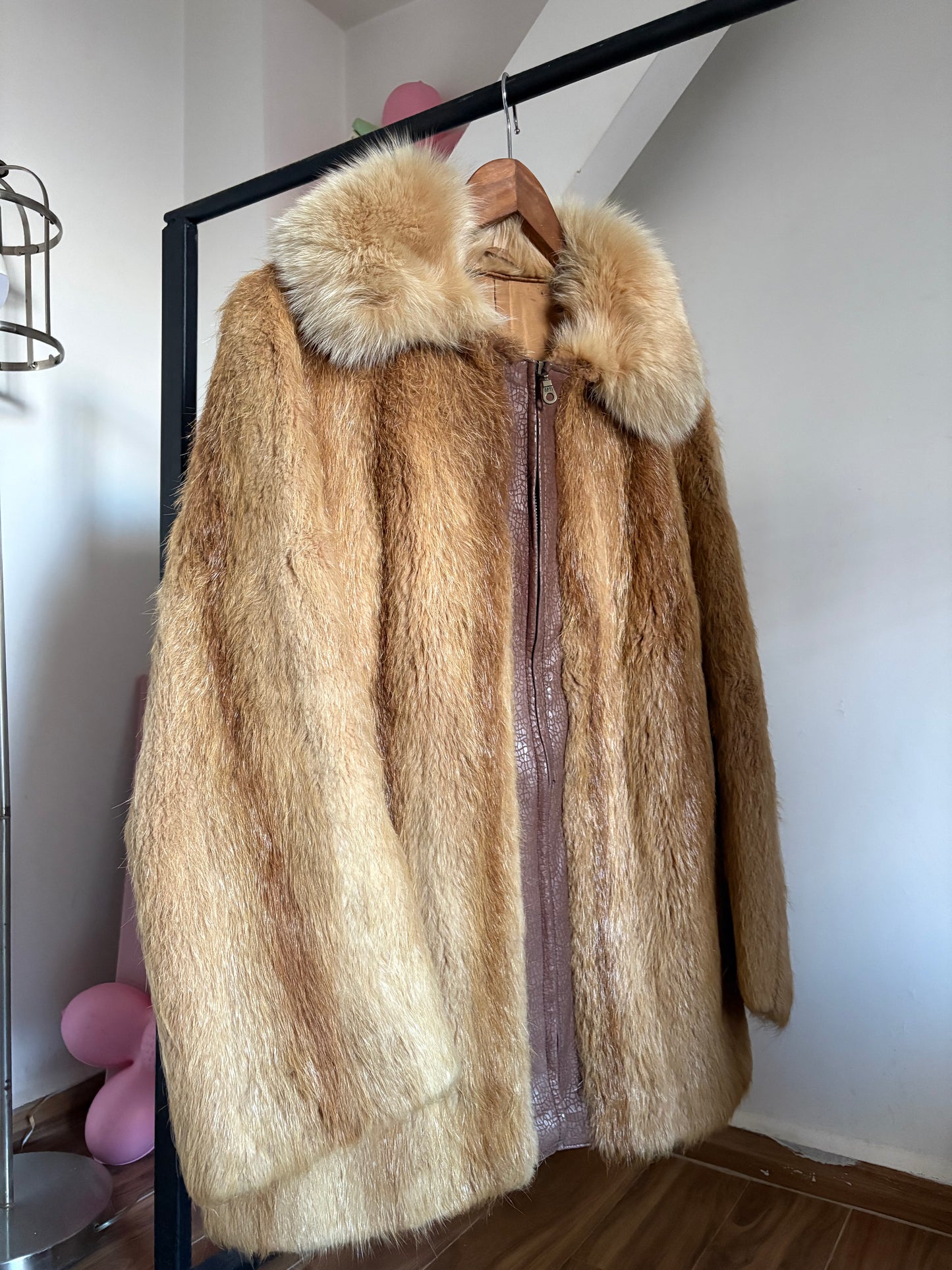 Real fur zip up jacket