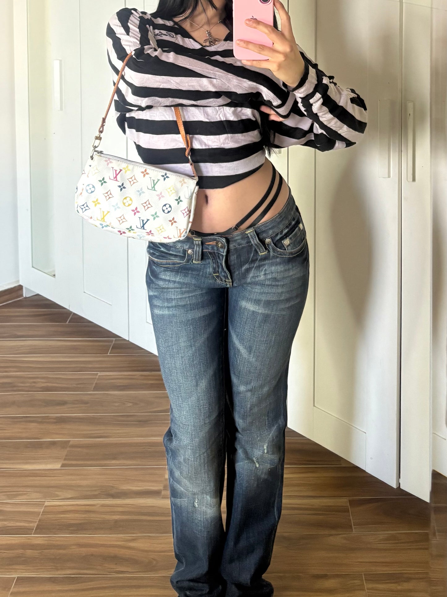 Christian Audigier rare 2000s archive virgin mary embroidered low waist jeans