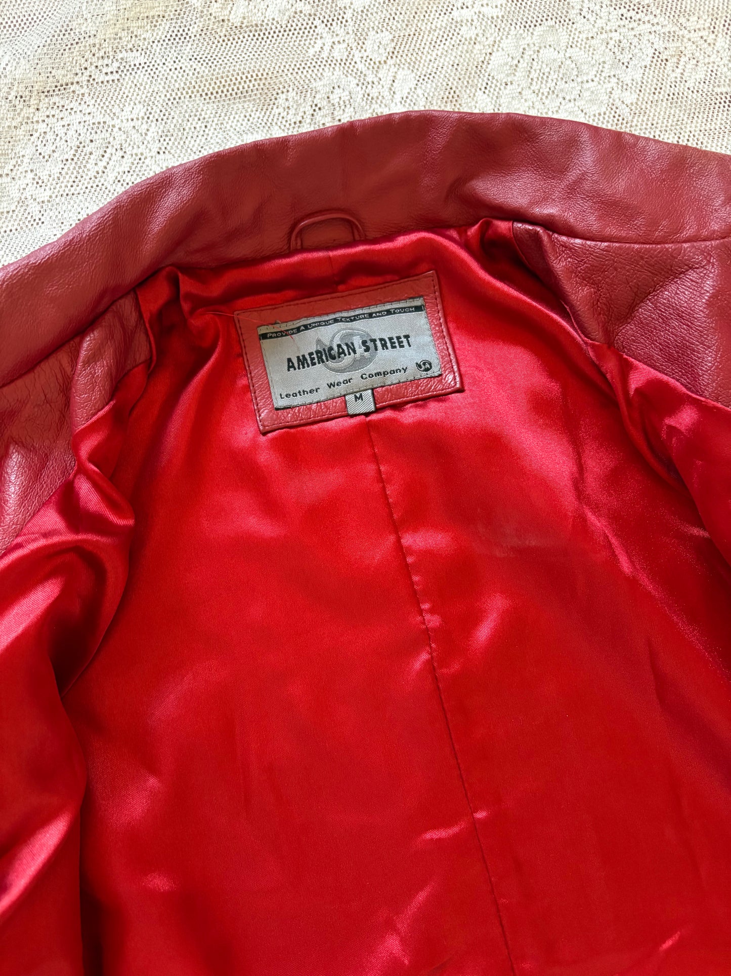 Red leather jacket