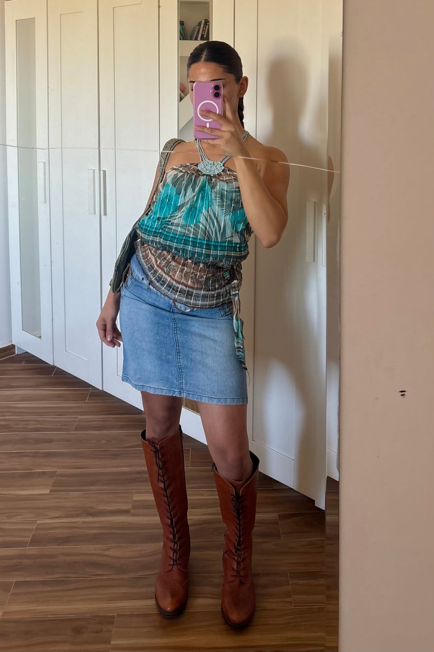 Miss sixty denim belted mid skirt