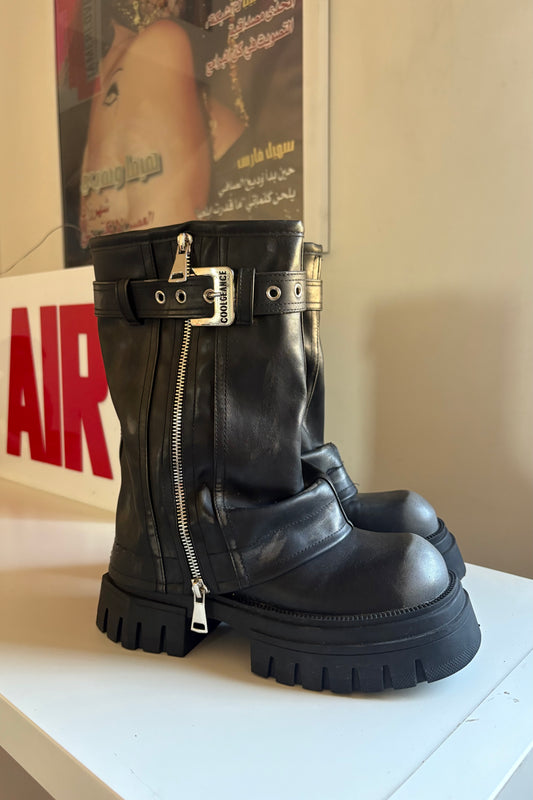Fold over platform boots