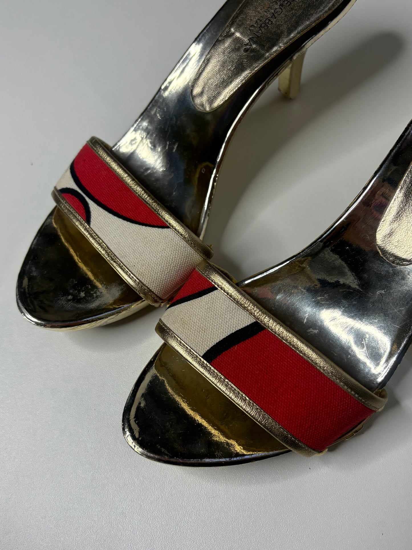 Dolce & Gabbana y2k metallic gold mules