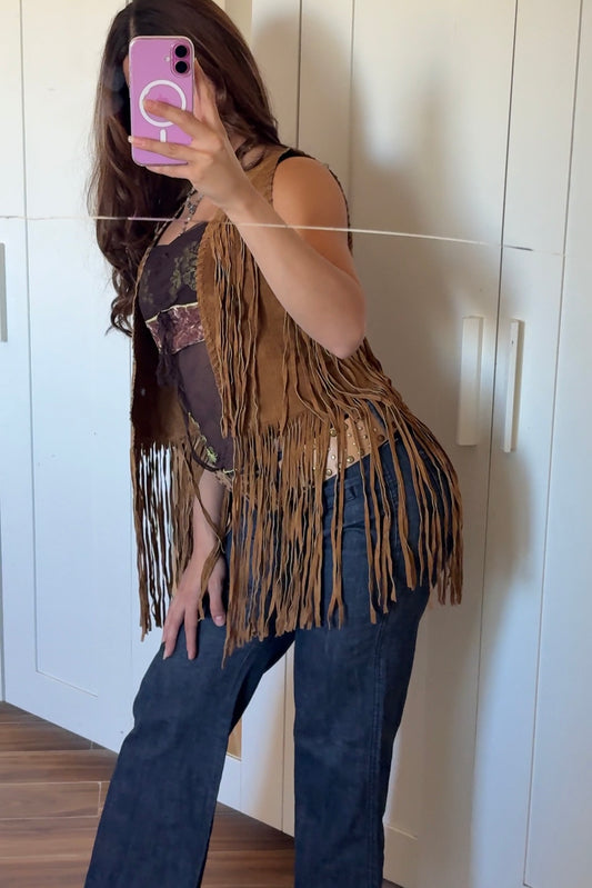Suede fringed vest