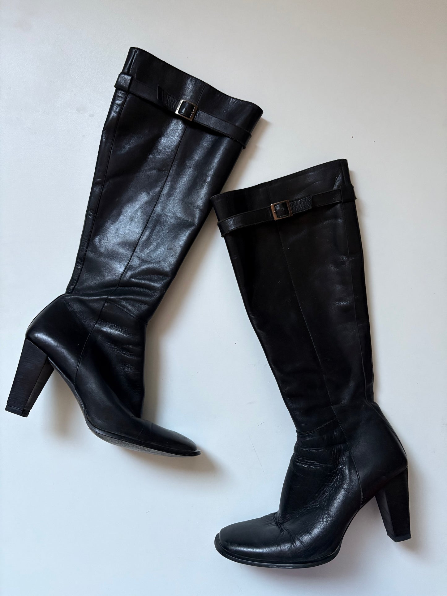 Dkny leather square toe knee high boots
