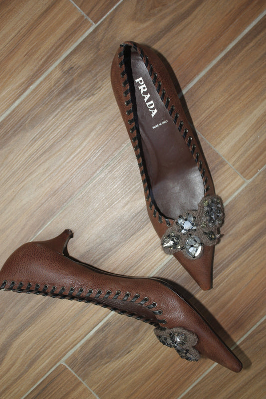 Prada leather heel