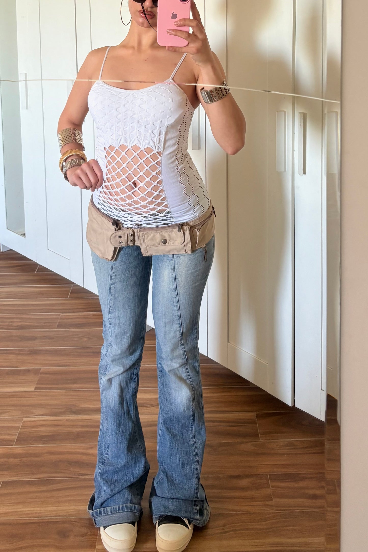 Y2k padded fishnet top