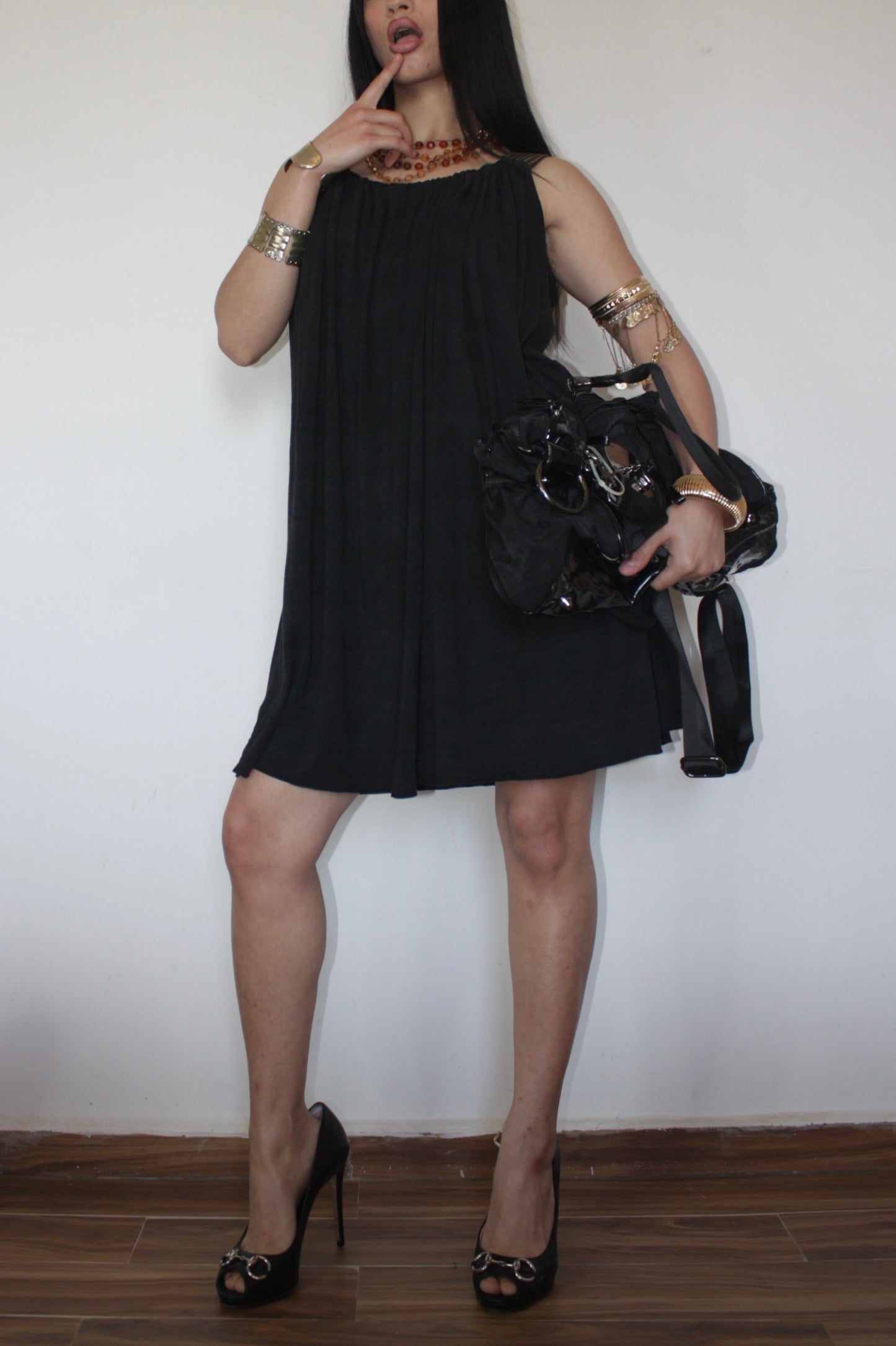 Studded straps loose dress