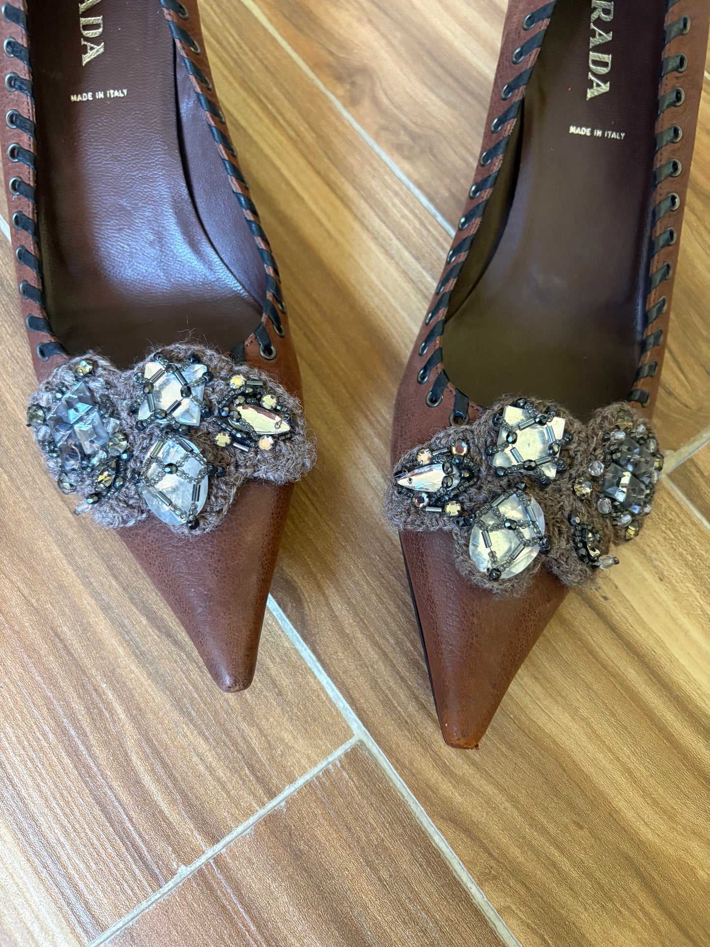 Prada leather heel