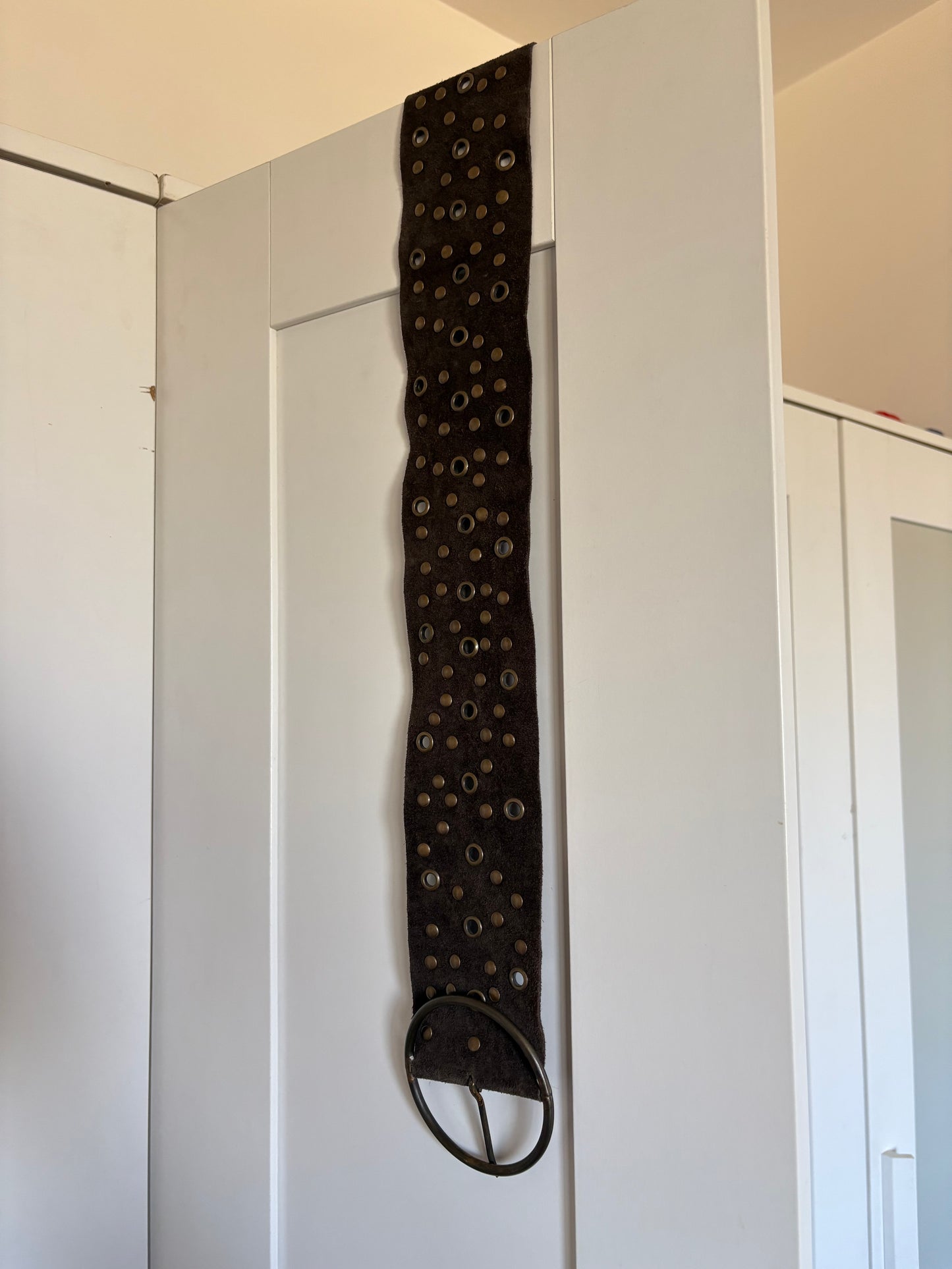Studded suede belt