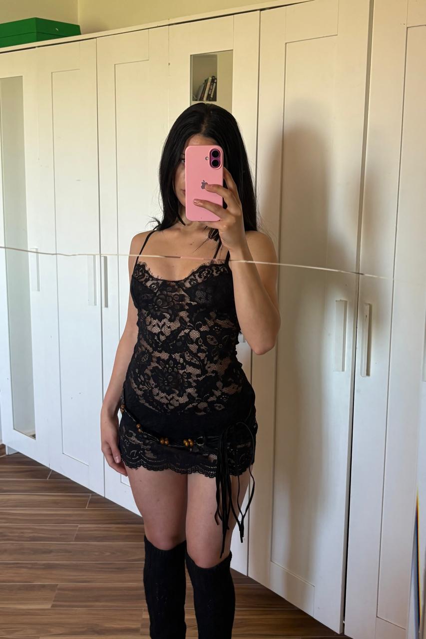 Lace slip sheer floral dress