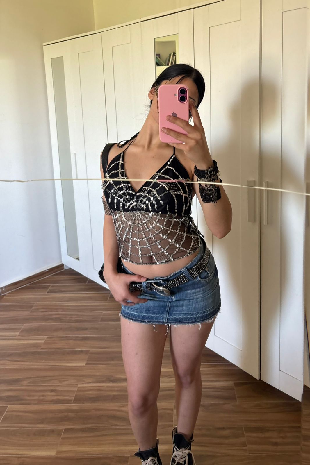 2000s mango denim mini skirt
