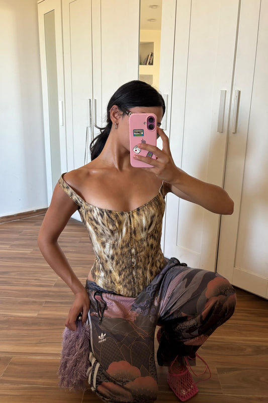 Roberto Cavalli 2000s leopard bustier top