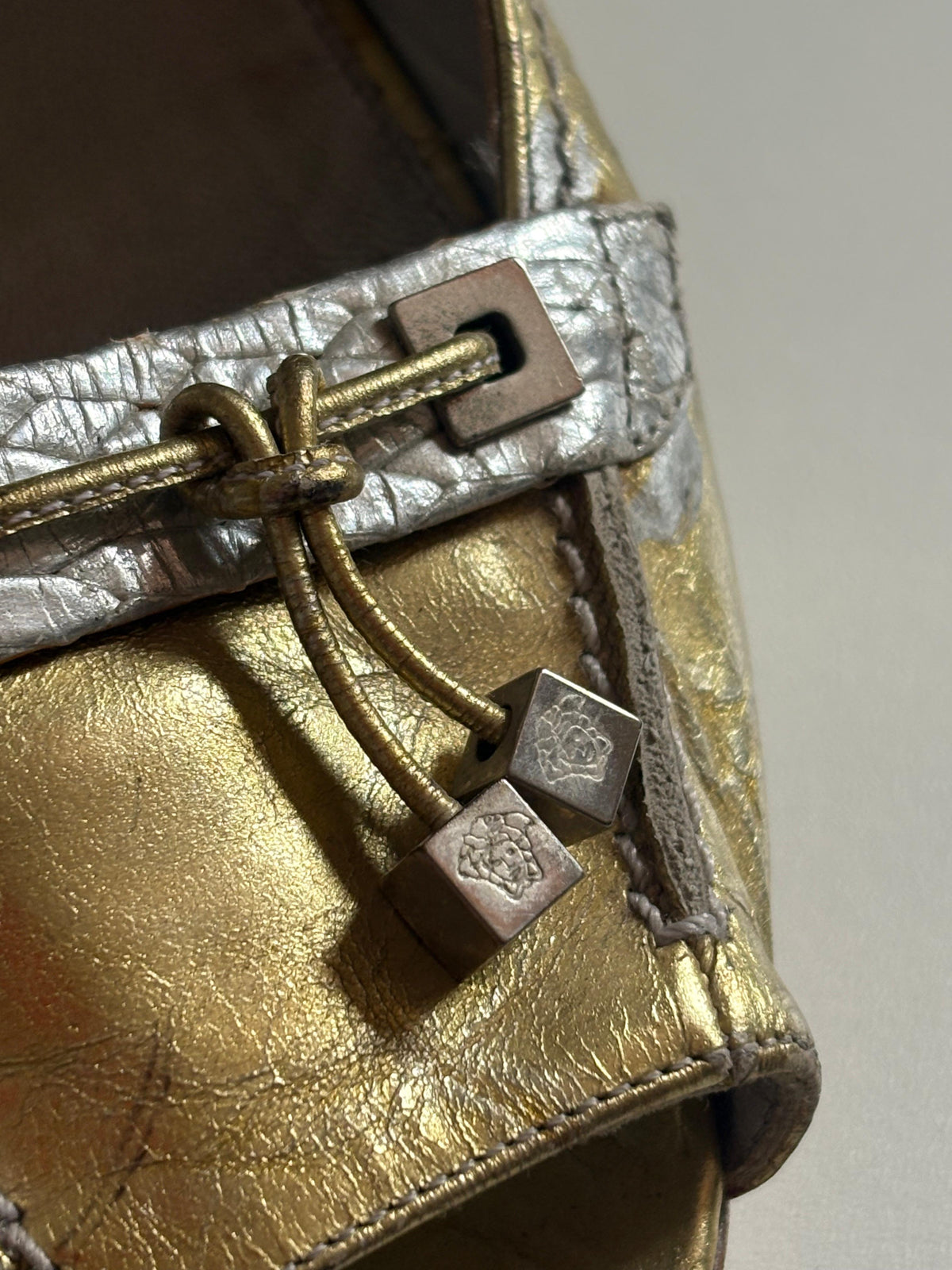 Versace metallic gold heels