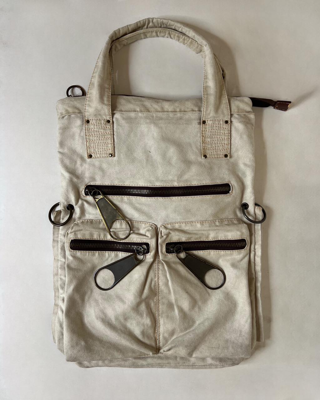 Suede big zippers shoulder/hand bagg