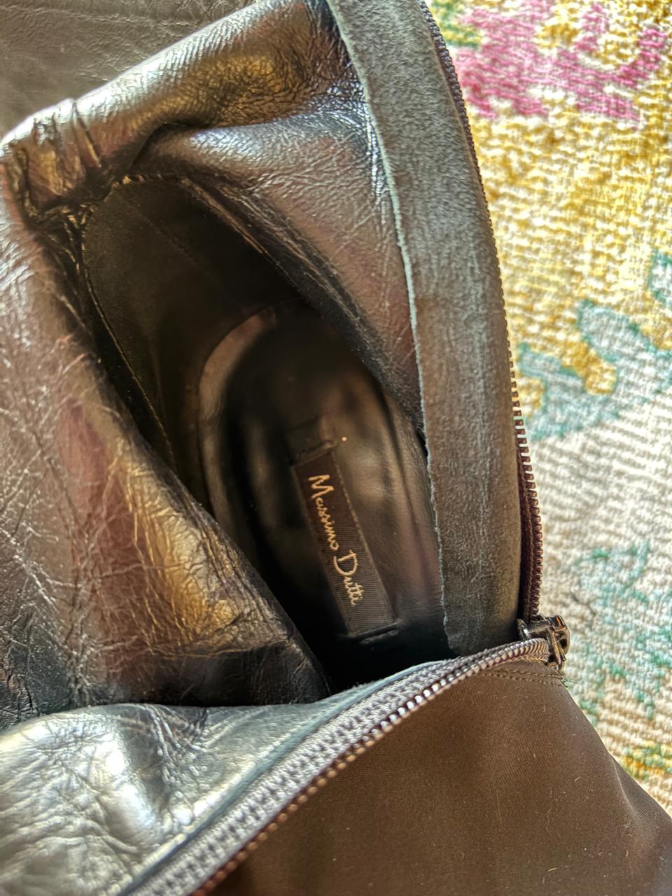 Massimo Dutti satin like pointy heeled boots