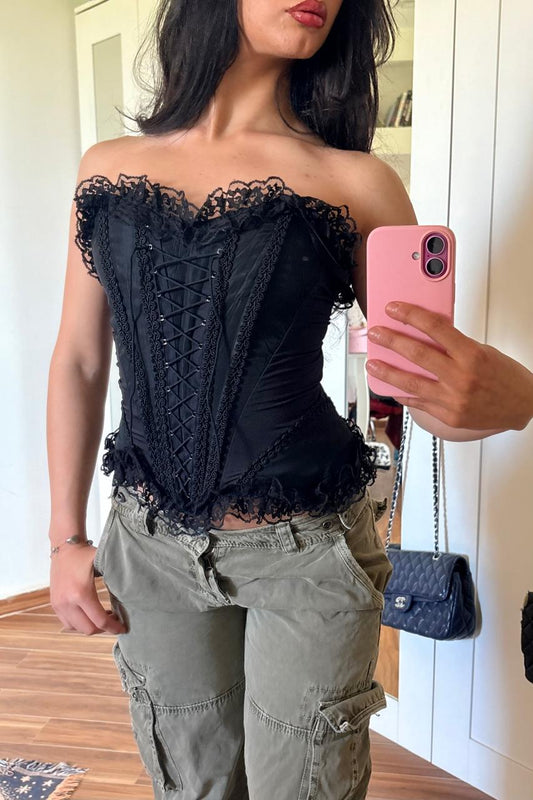 Raven lace up corset top