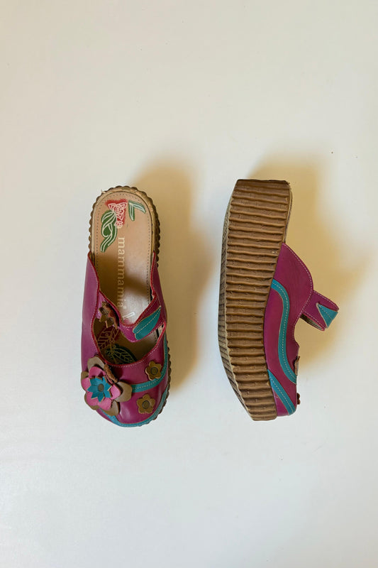 Mammamia wedge heel leather sandals