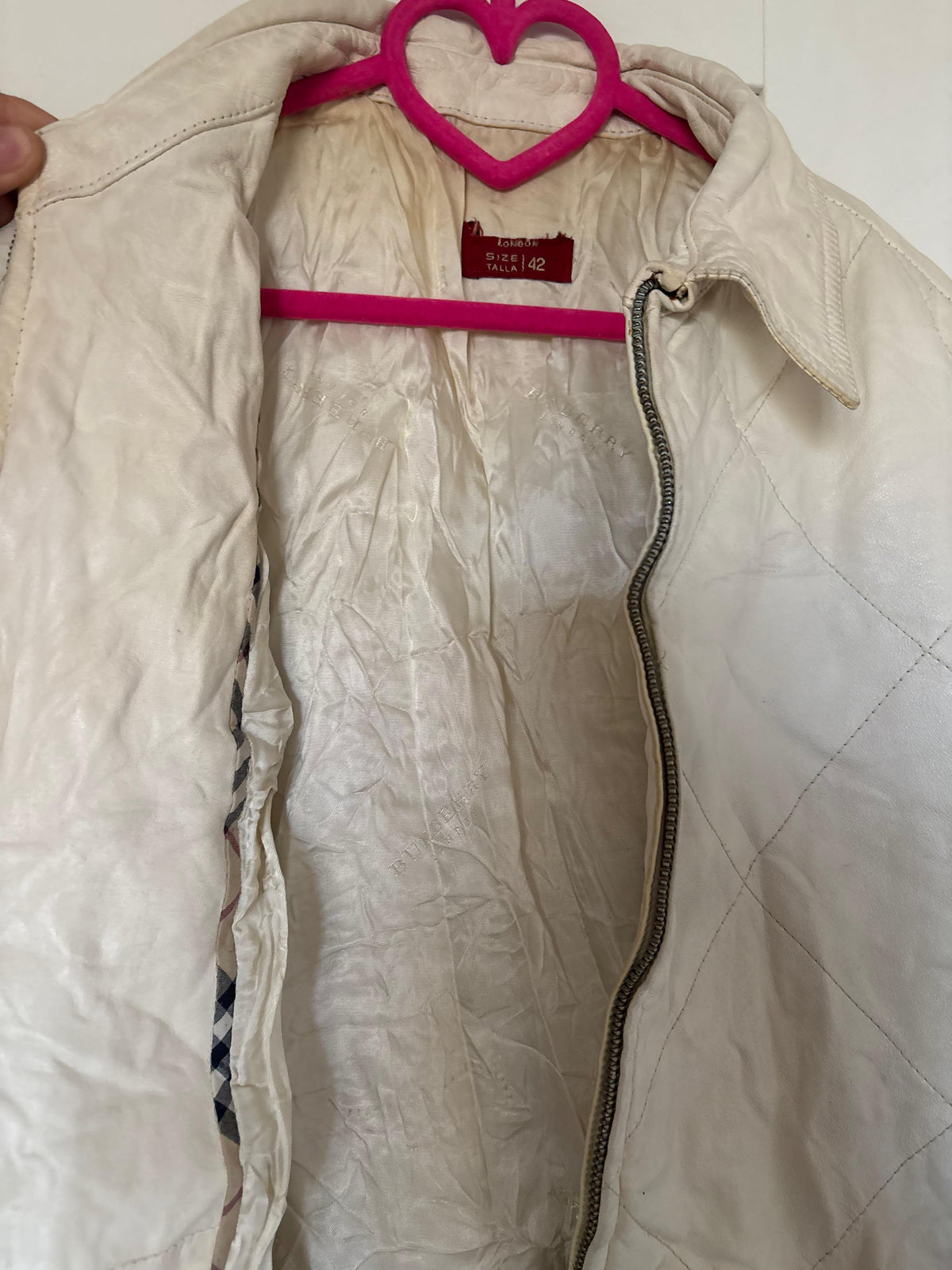 Burberry leather zip up jacket