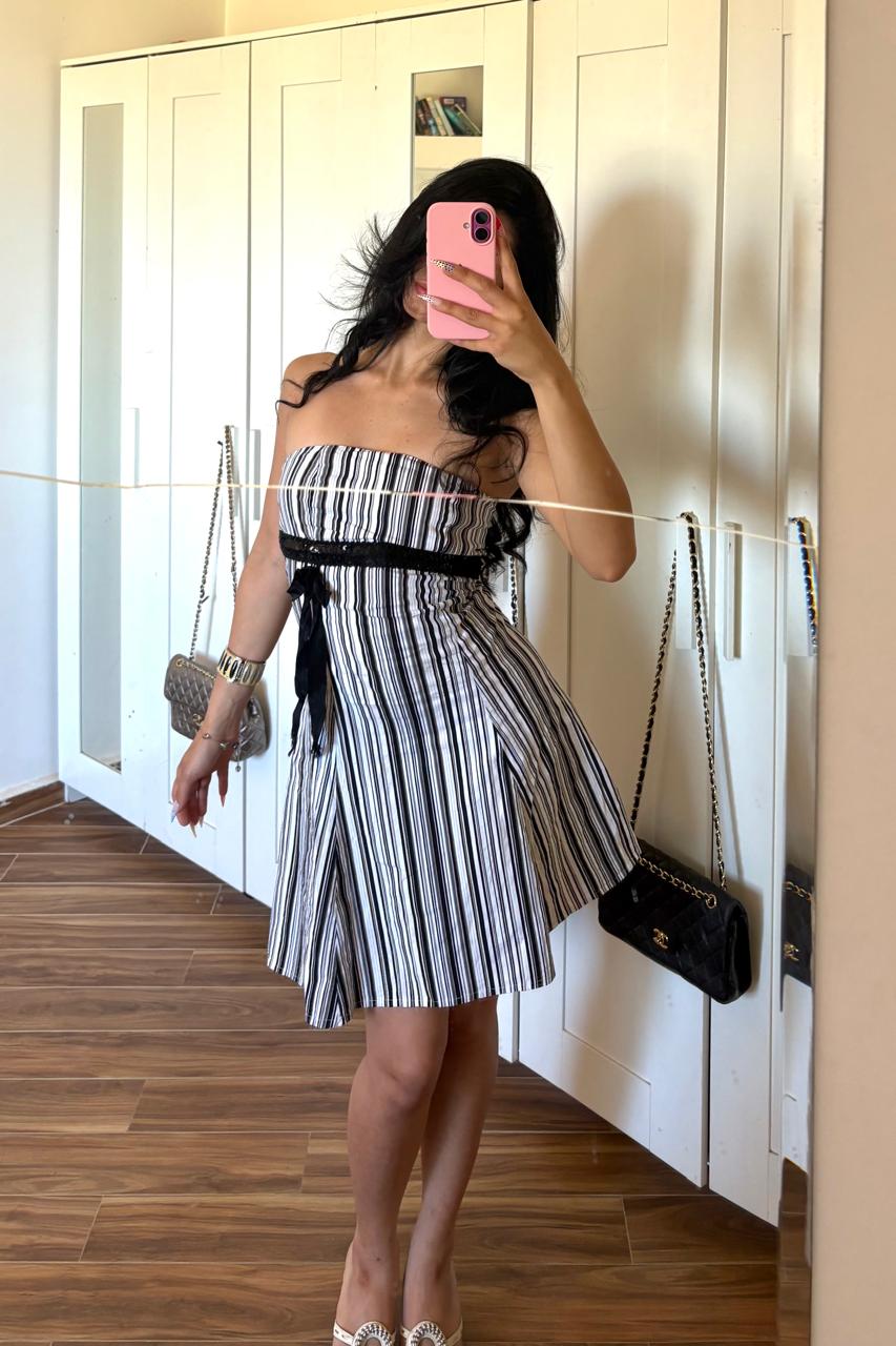 2000s striped sleevles dress