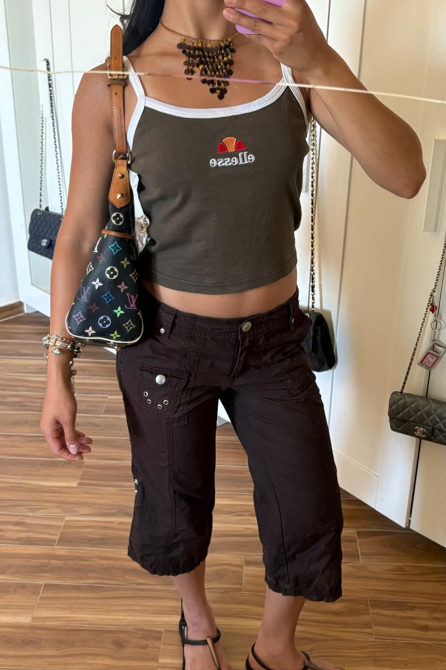 2000s brown low rise capri