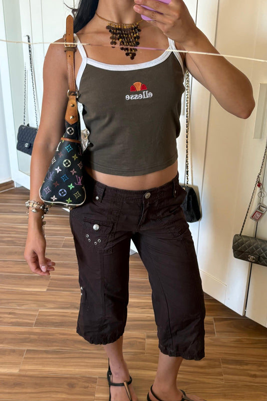 2000s brown low rise capri