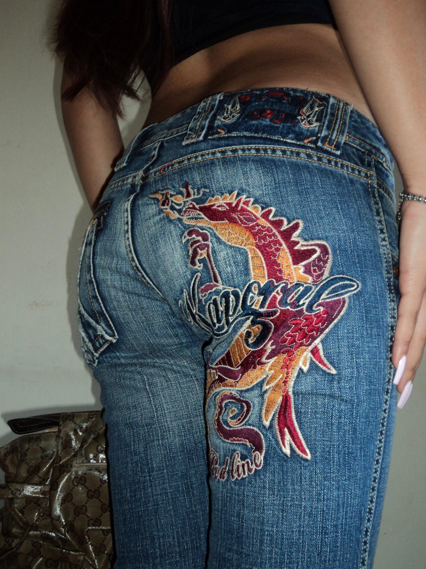 Kaporal embroidery low rise jeans