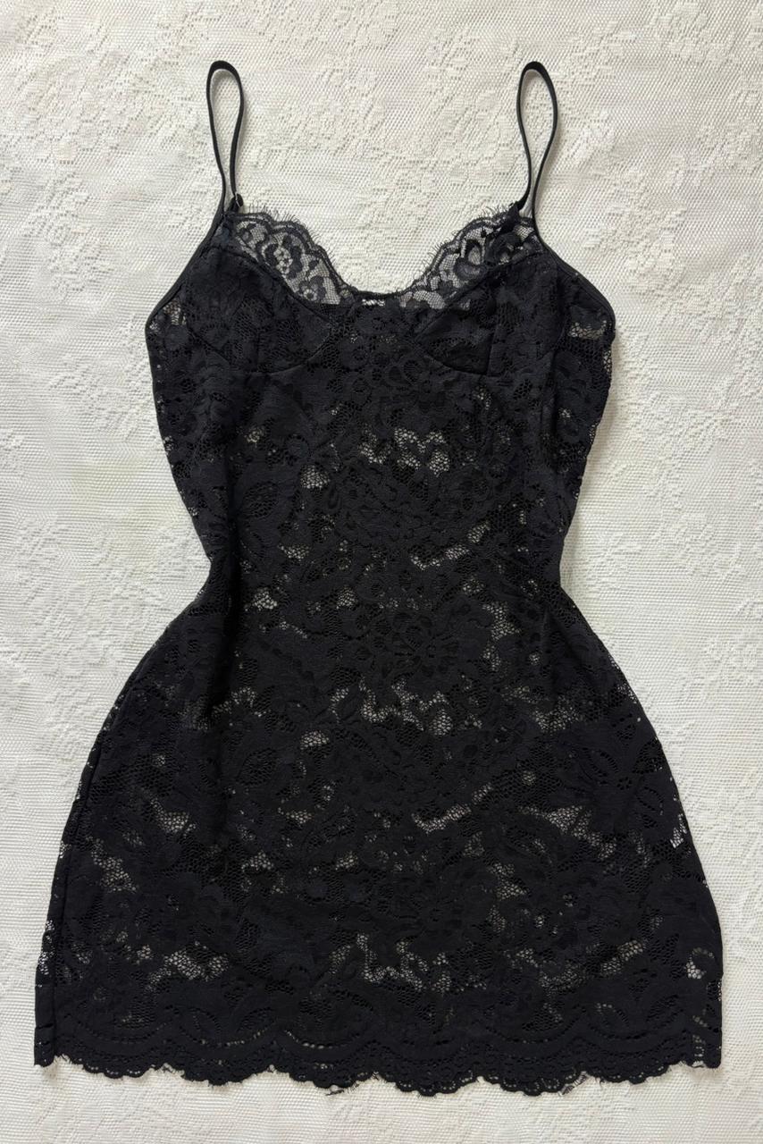 Lace slip sheer floral dress