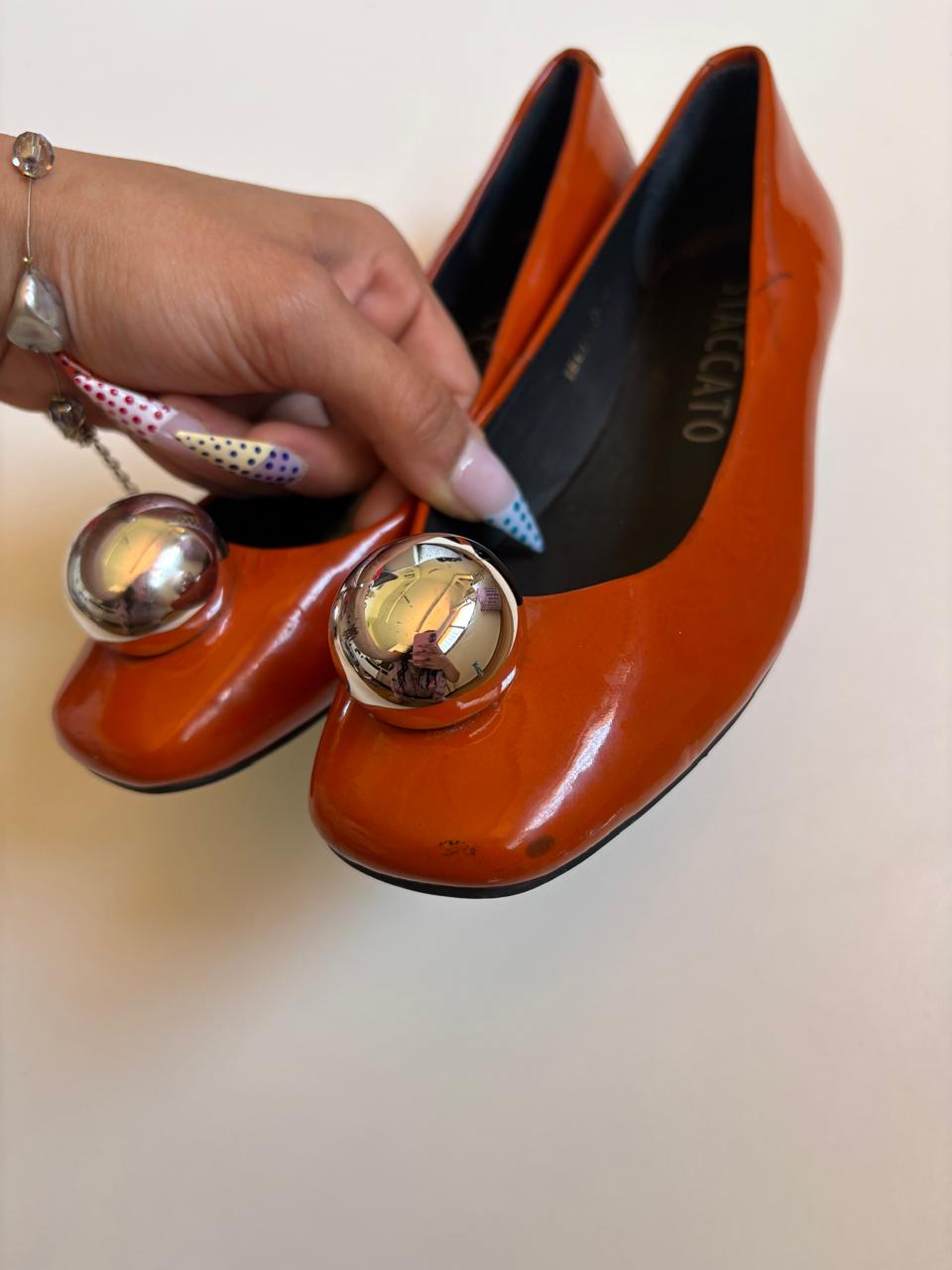 Staccato patent leather flats