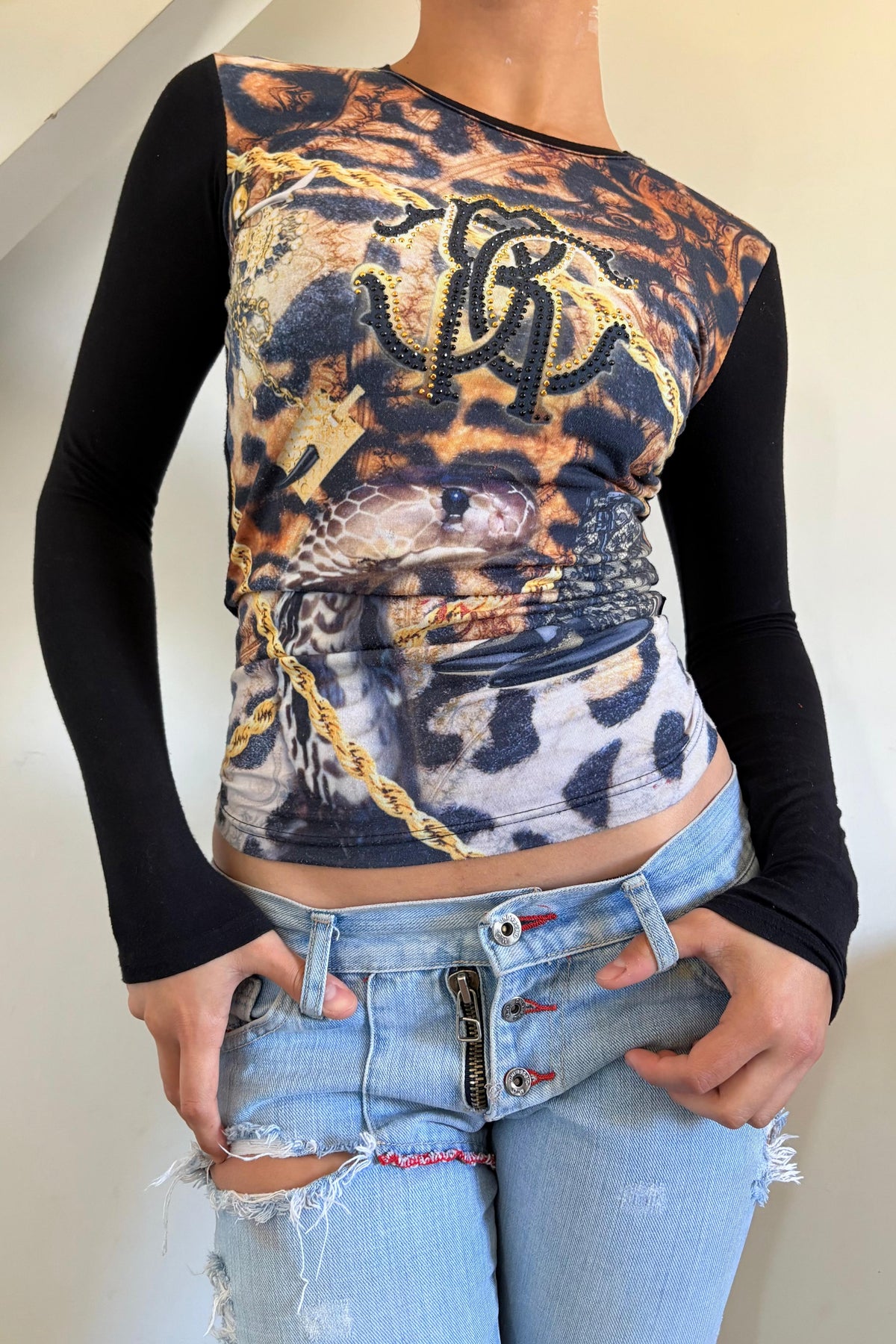 Just Cavalli snake print top