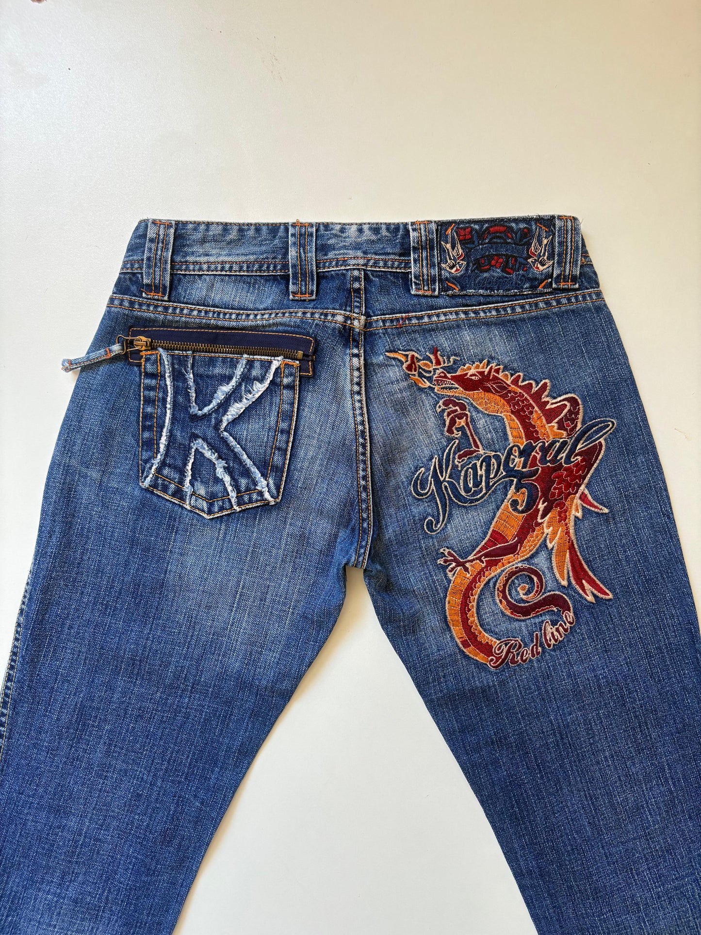 Kaporal embroidery low rise jeans