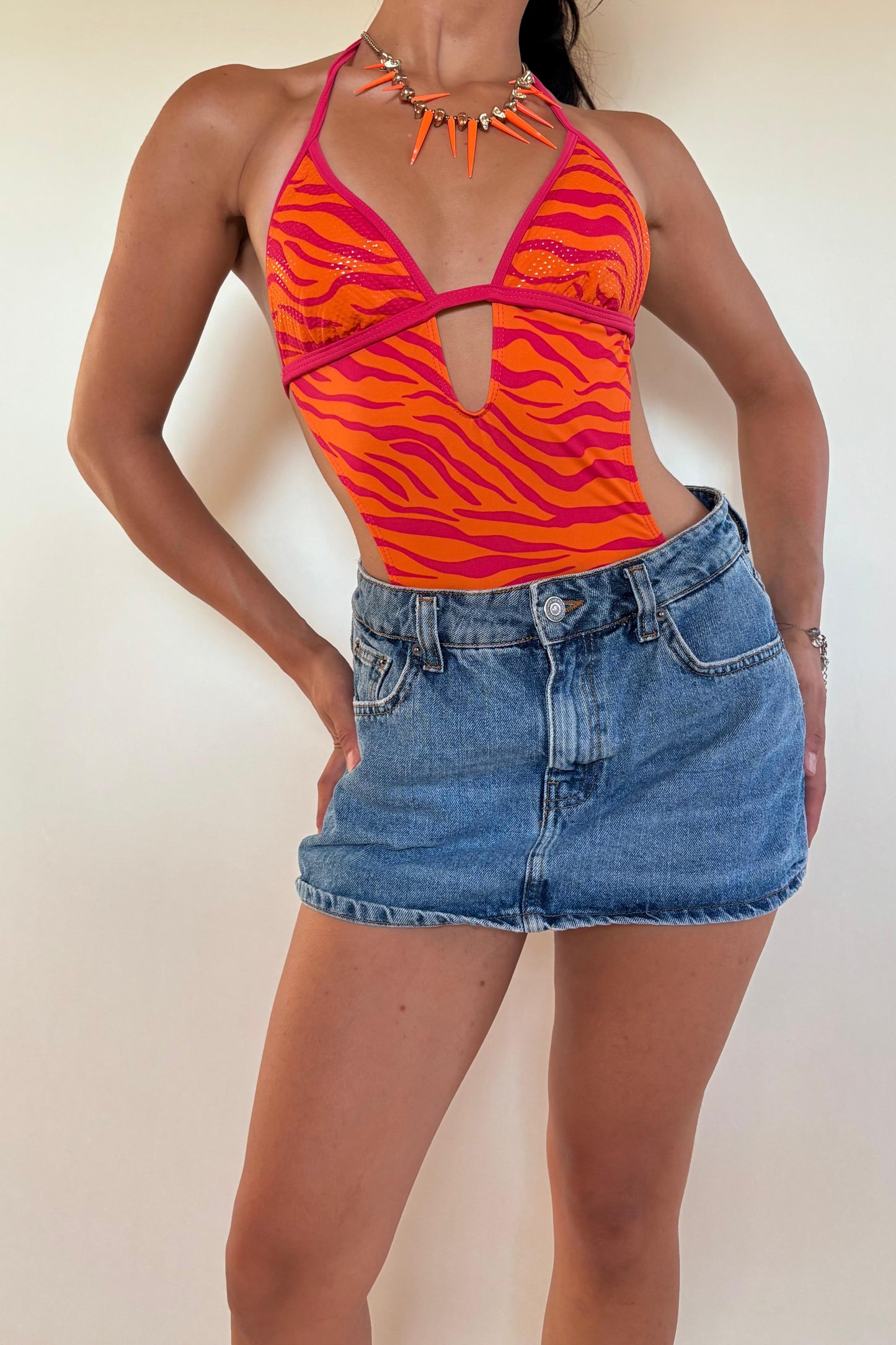Mini denim skirt